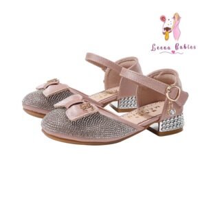 Pink fancy fashionable bow dress shoe for girls