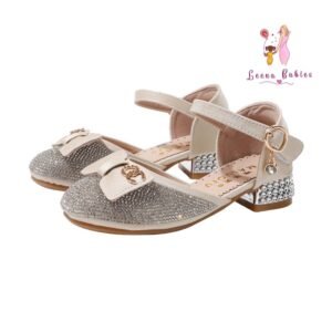 Cream fancy fashionable bow dress shoe for girls