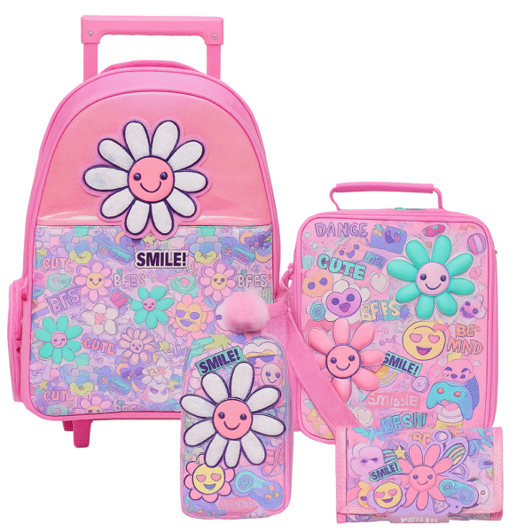 Smiggle Smile 4-Piece Light-Up Trolley Backpack Set