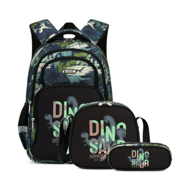 Camouflage Dinosaur Waterproof Backpack Set – 3-in-1 for Kids