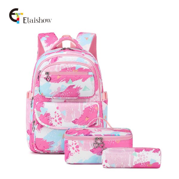 🎨pink  Pastel Paint Splash 3-Piece Backpack Set