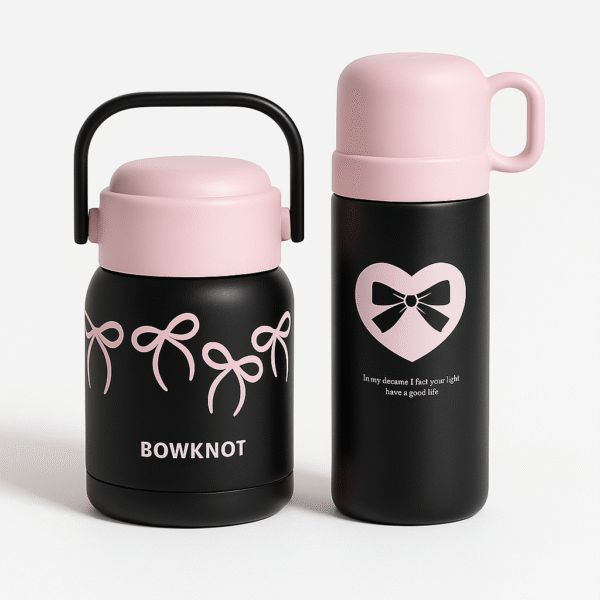🎀 Bowknot Elegance Thermos Set – Water Bottle (500ml) & Food Flask (660ml)