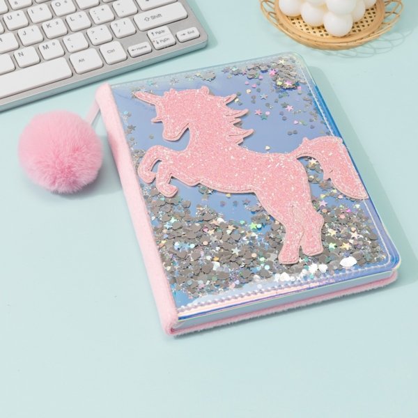 🦄 Glitter Unicorn Sparkle Plush Journal – A5 Size