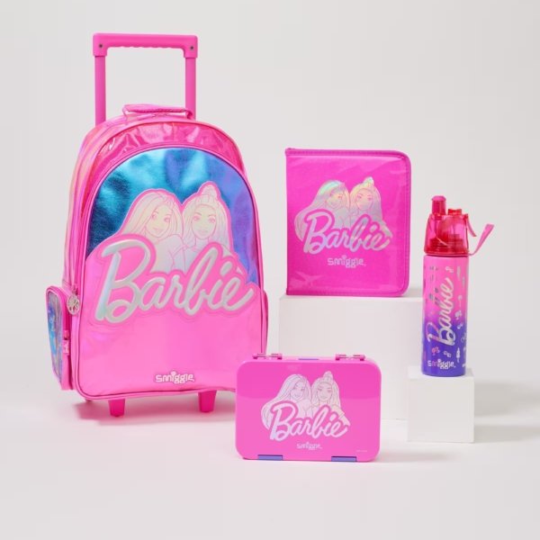 Smiggle Barbie Light-Up Trolley Backpack Set