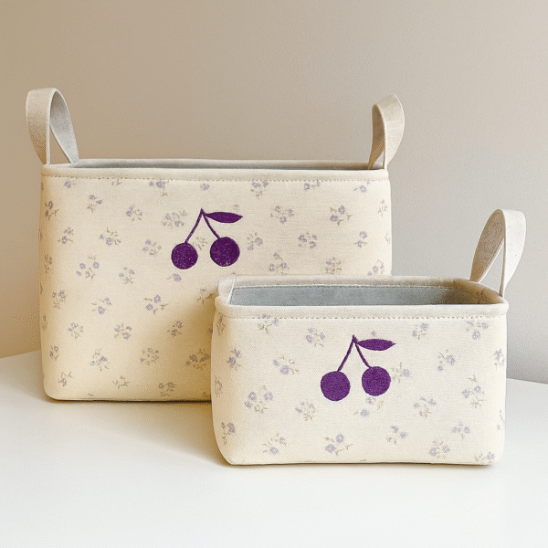 Cherry Blossom 2-Piece Fabric Storage Basket Set