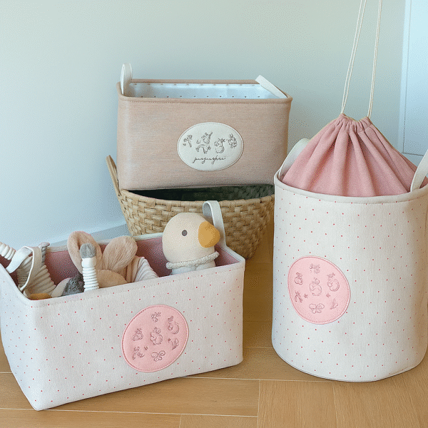 Pink Polka 3-Piece Storage Basket Set 🎀