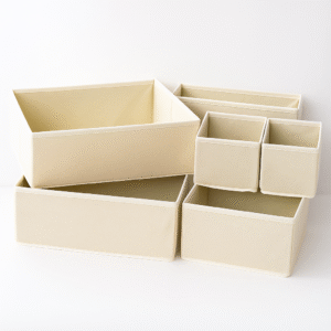 Luxe Beige Foldable Drawer Organizer Set – 6 Pieces