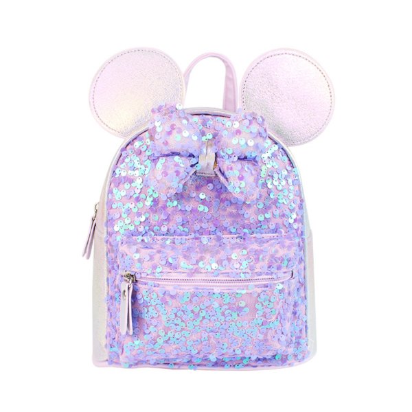 Sequin Bow Ears Mini Backpack  purple
