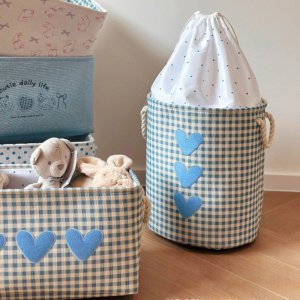 Product Name: Blue Heart Gingham Storage Basket Set (2-Piece) 💙