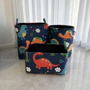 Dino World Foldable Storage Baskets – Set of 3