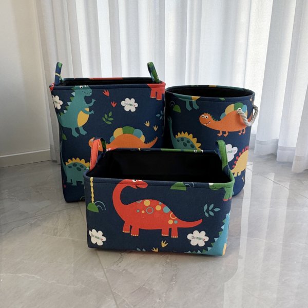 Dino World Foldable Storage Baskets – Set of 3