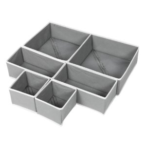 Gray NeatNest Foldable Drawer Organizer Set – 6 Pieces