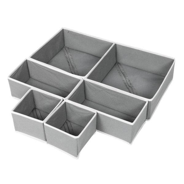 Gray NeatNest Foldable Drawer Organizer Set – 6 Pieces