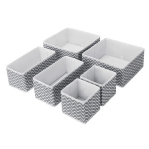 Gray Chevron Foldable Storage Box Set – 6 Pieces