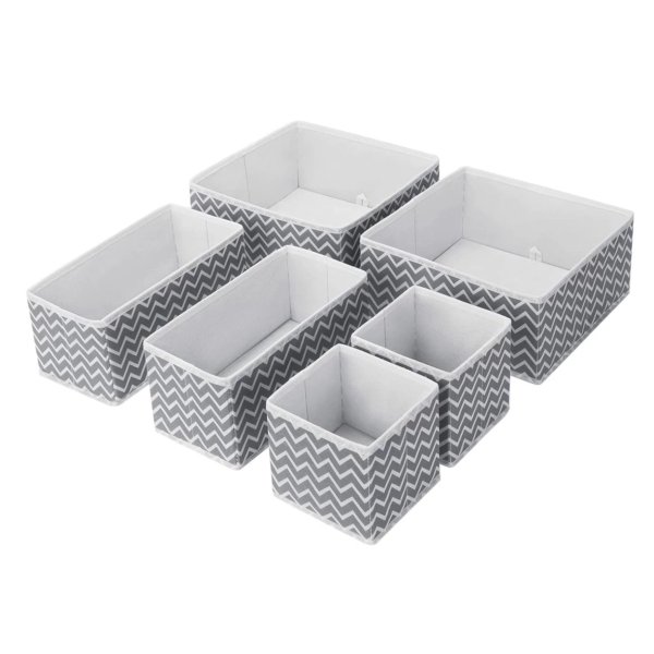 Gray Chevron Foldable Storage Box Set – 6 Pieces