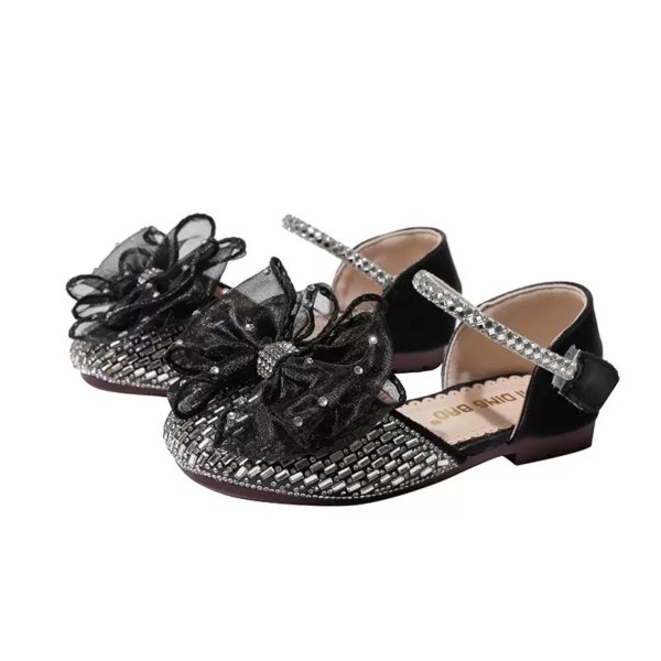Black Crystal Bow Party Shoes