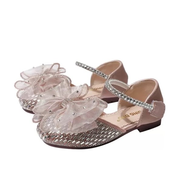 Blush Crystal Bow Party Shoes