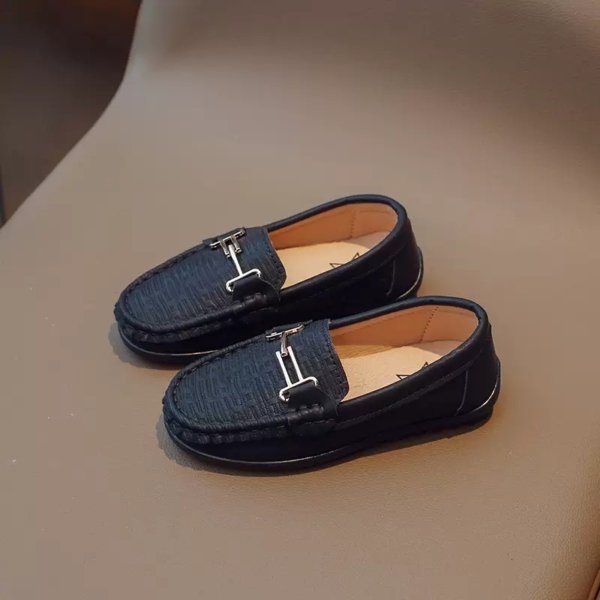 Black Classic Metal-Buckle Loafers