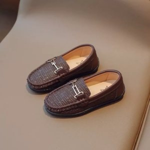 Brown Classic Metal-Buckle Loafers