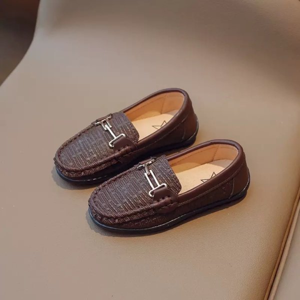Brown Classic Metal-Buckle Loafers