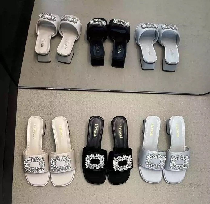 Crystal Frame Block-Heel Slides4