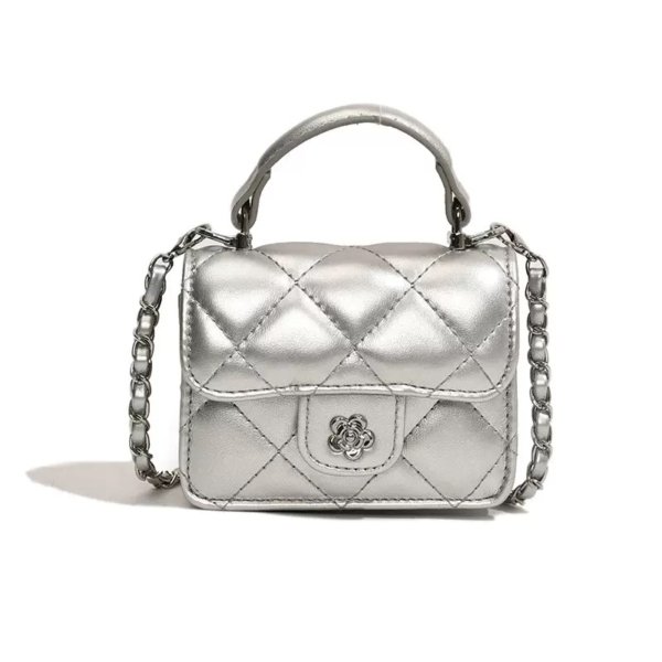 Silver Mini Luxe Stitch Crossbody Bag