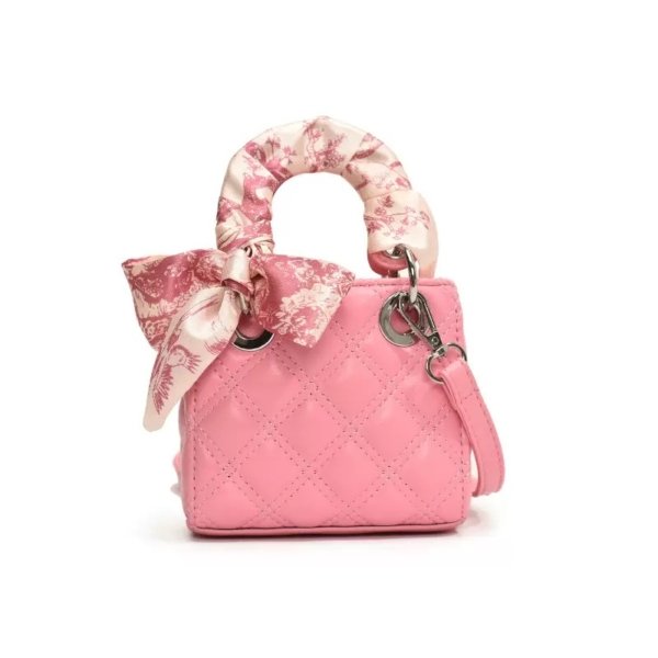Pink Mini Quilted Bow Crossbody Bag