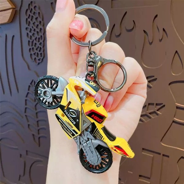 Yellow Mini Racing Bike Keychain – Double Motor Style