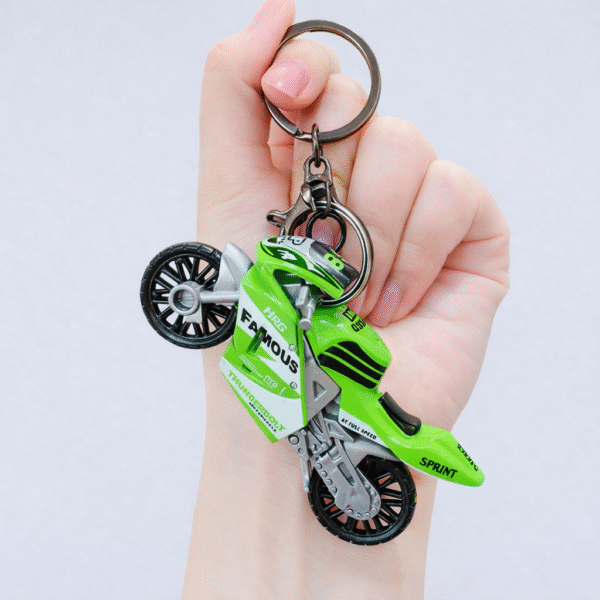 Green Mini Racing Bike Keychain – Double Motor Style