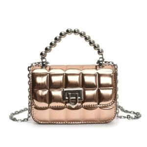 Gold Padded Cube Chain Bag