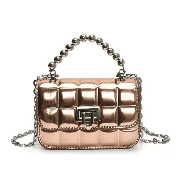 Gold Padded Cube Chain Bag
