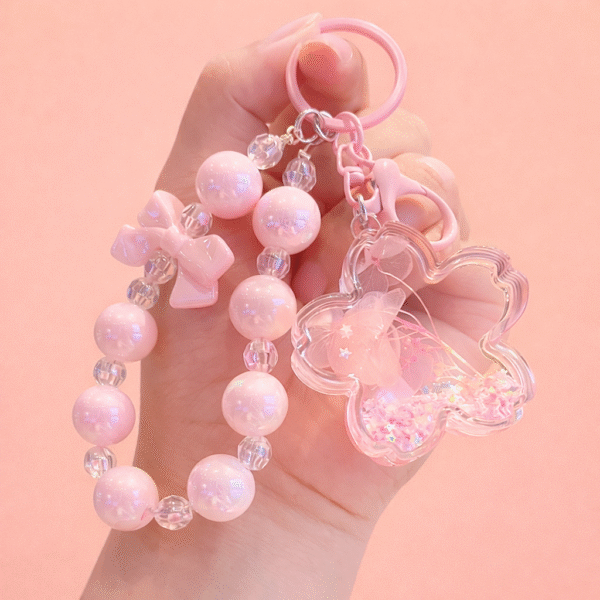 Pastel Blossom Beaded Keychain
