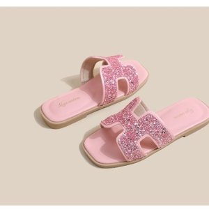 Pink Glitter Luxe Slide Sandals