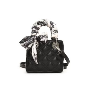 Black  Mini Quilted Bow Crossbody Bag