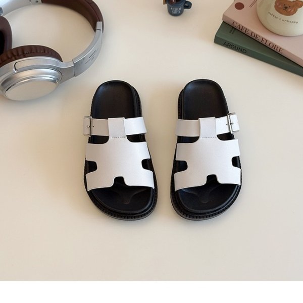 Classic Buckle Comfort Slides - white