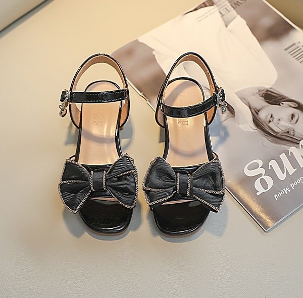 Princess Bow Strap Sandals - Black