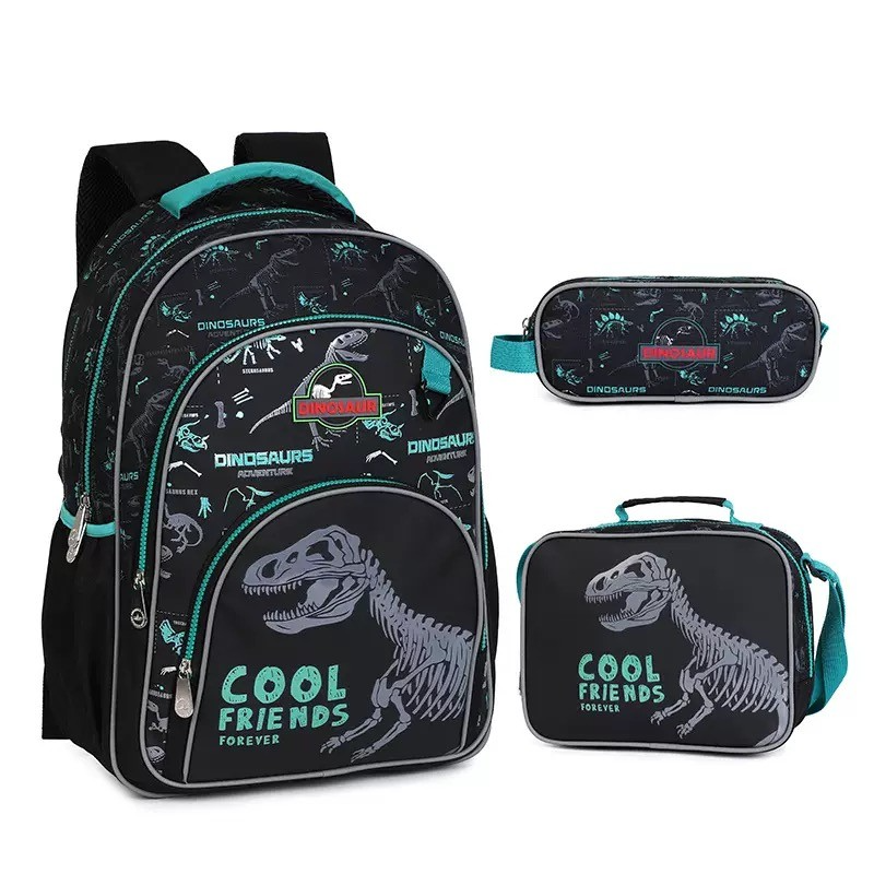 3-Piece Dinosaur School Backpack Set1