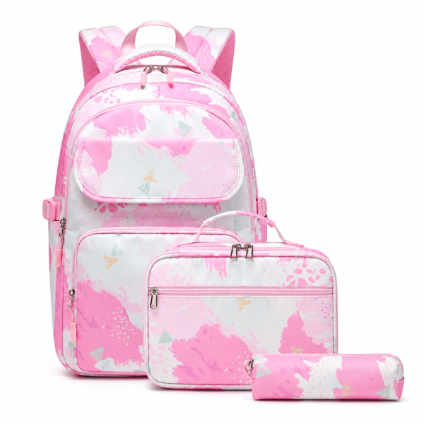 3-Piece Laptop School Backpack Set -Pink