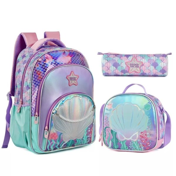 3-Piece Mermaid School Backpack Set