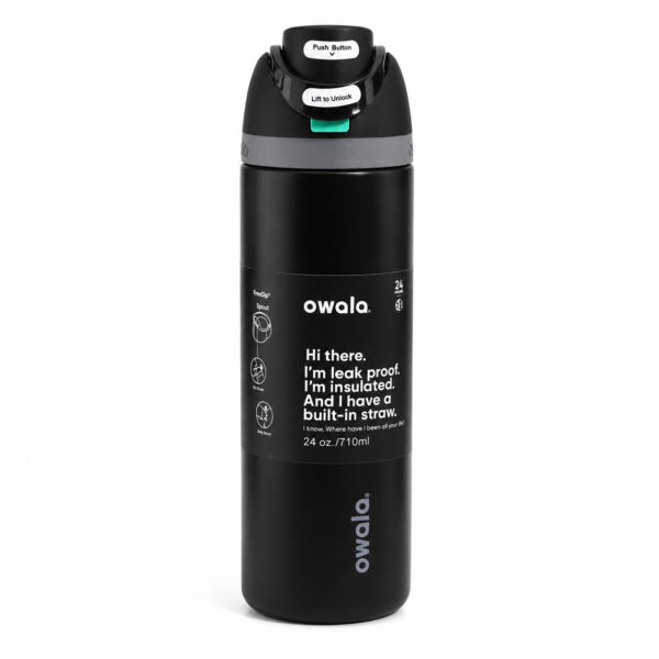 Black and grey Owala FreeSip Insulated Water Bottle