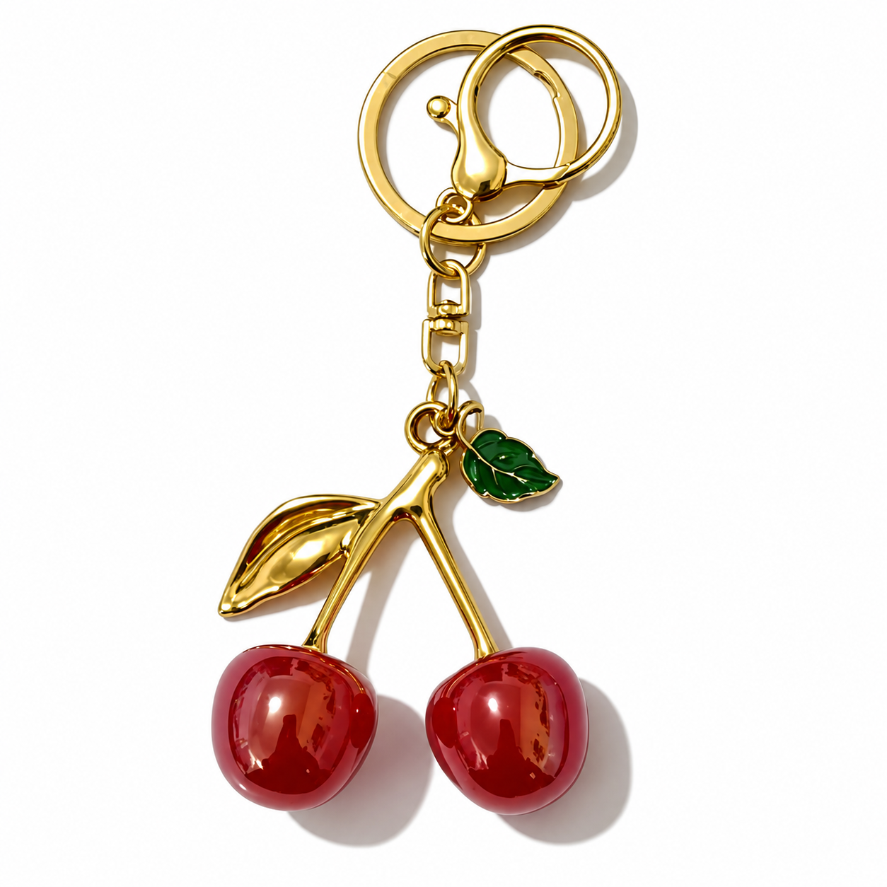 Cherry Gold-Tone Bag Charm & Keychain