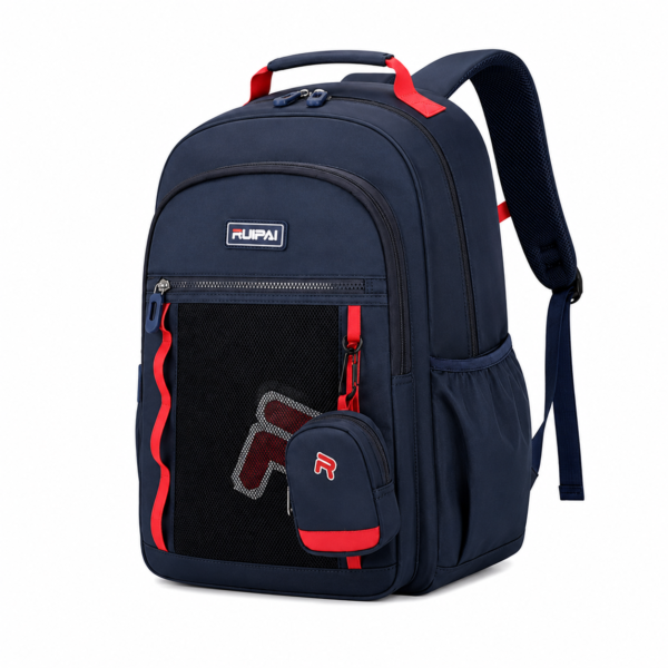 Ergonomic Kids School Backpack with Utility Pouch – Black