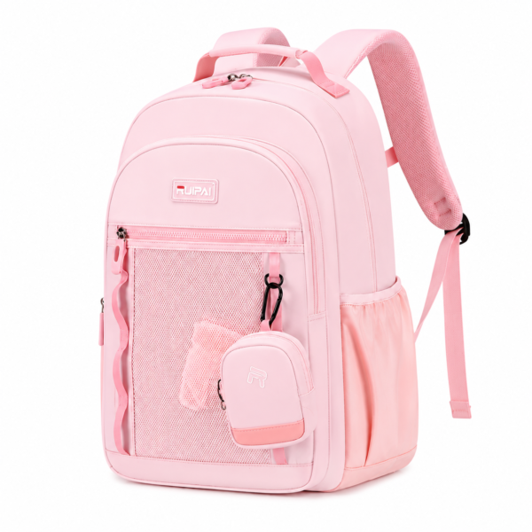 Ergonomic Kids School Backpack with Utility Pouch – Pink