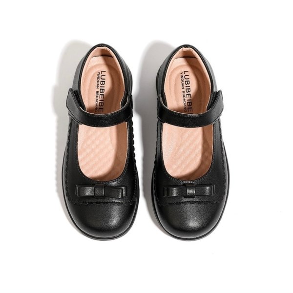 Girls’ Classic Black Bow School Shoes