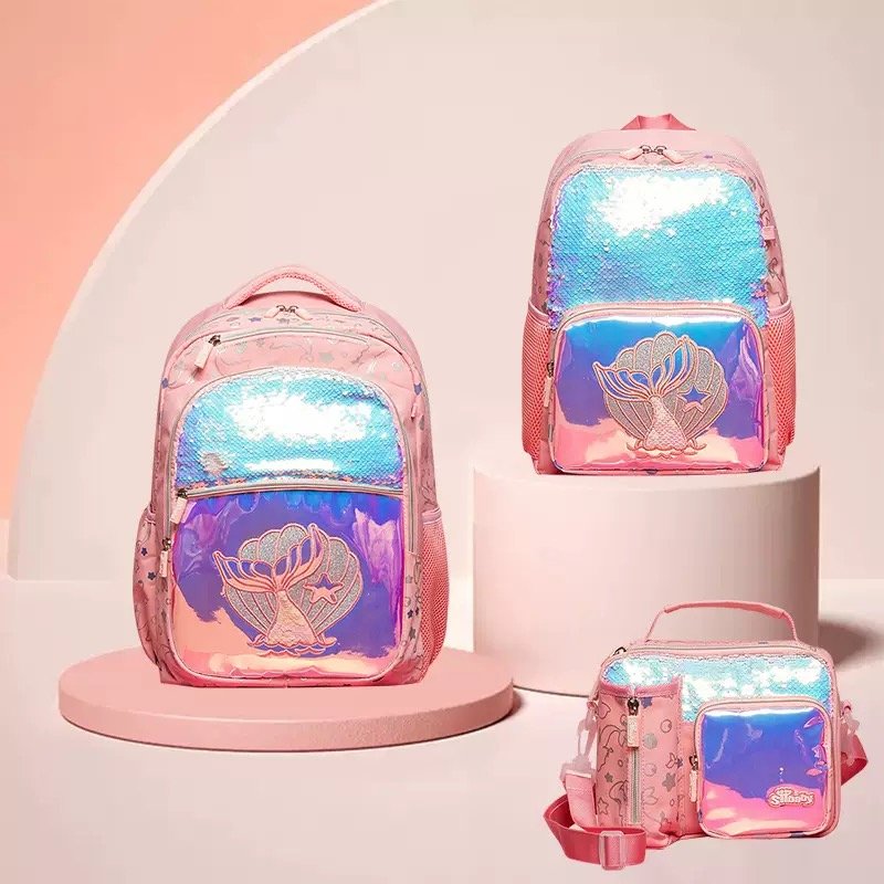 Girls’ Mermaid Sparkle School Backpack – Pink1