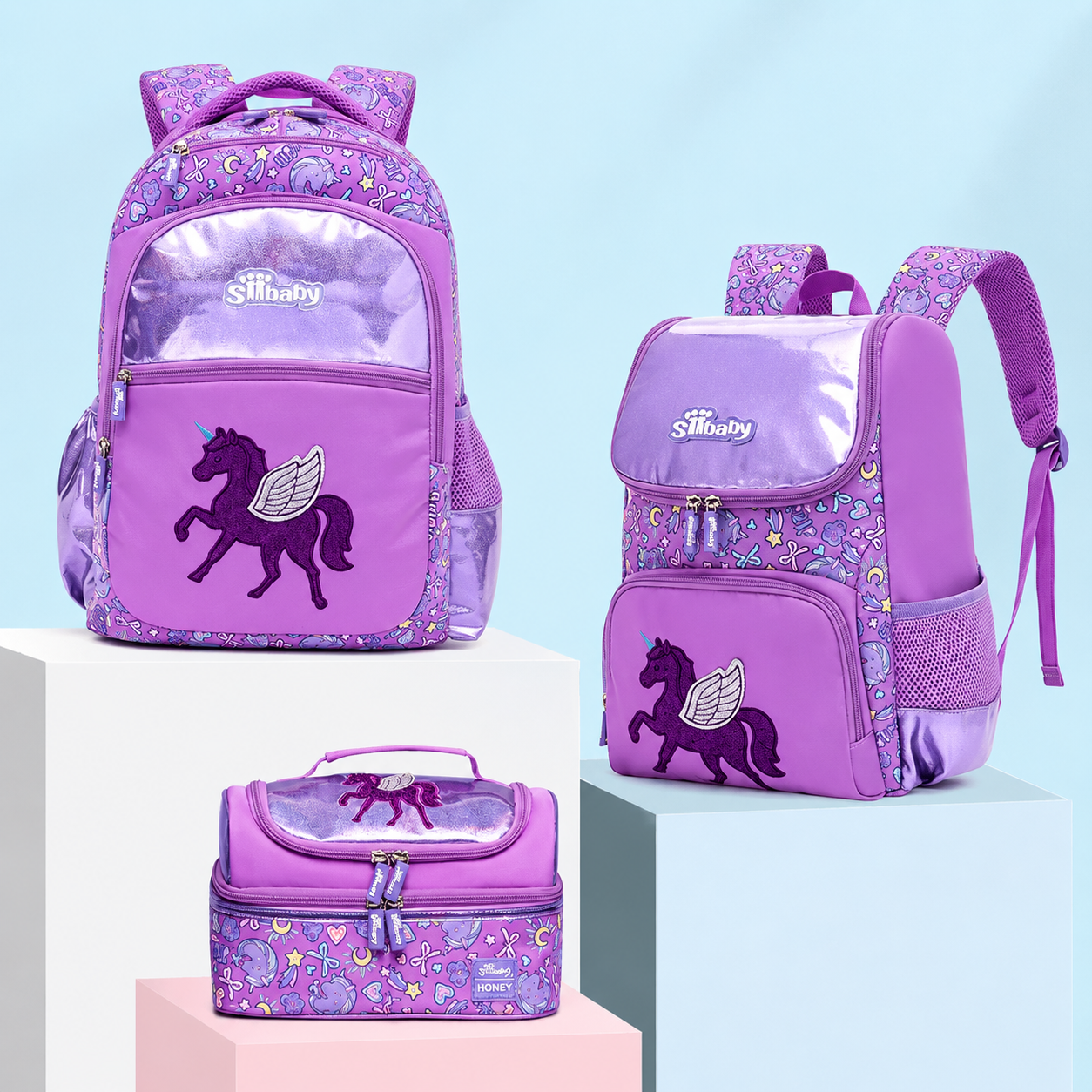 Girls’ Pegasus School Backpack – Purple2