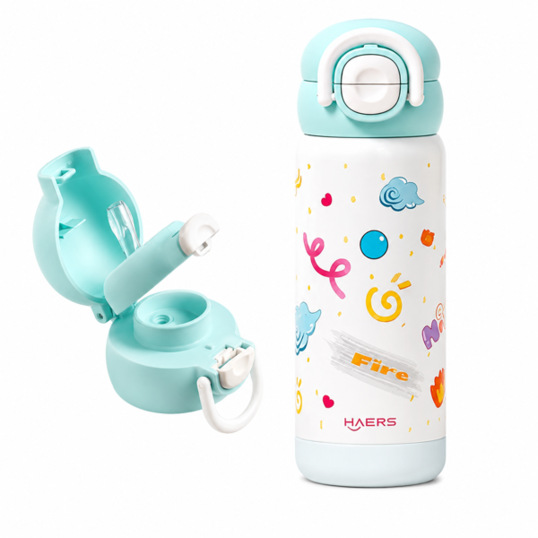 Blue HAERS Kids Insulated Straw Bottle – 600ml