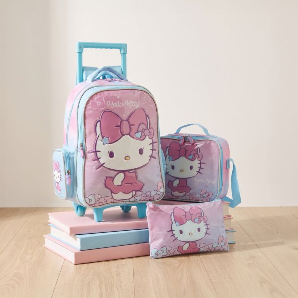 Hello Kitty 3-Piece School Trolley Bag Set – Pink & Blue