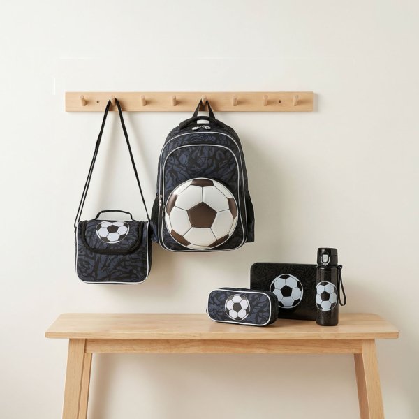 Juniors football Printed 5-Piece School Backpack Set