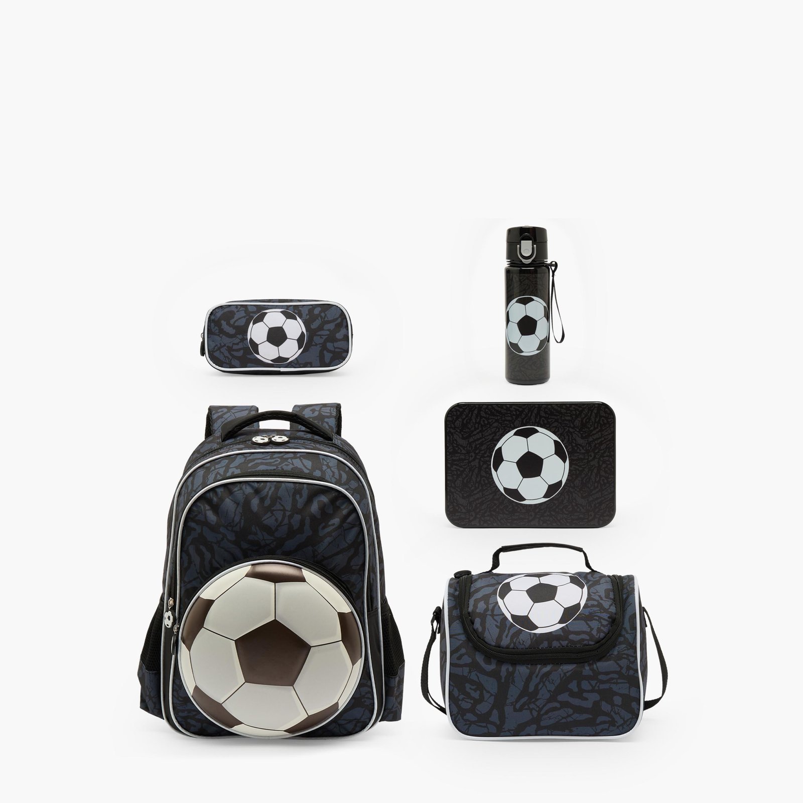Juniors Football Print 5-Piece School Backpack Set2